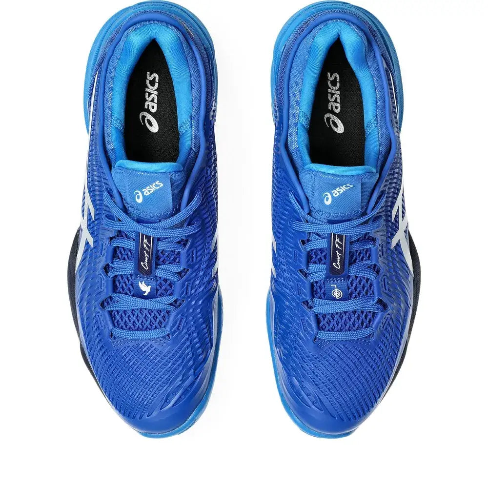 tenis asics court ff 3 clay novak blue tuna silver para padel