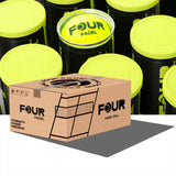 caja de pelotas four padel x24 con 24 botes para padel