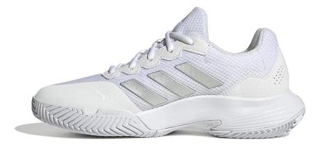 calzado deportivo adidas mujer gamecourt 2 blanco con detalles metálicos