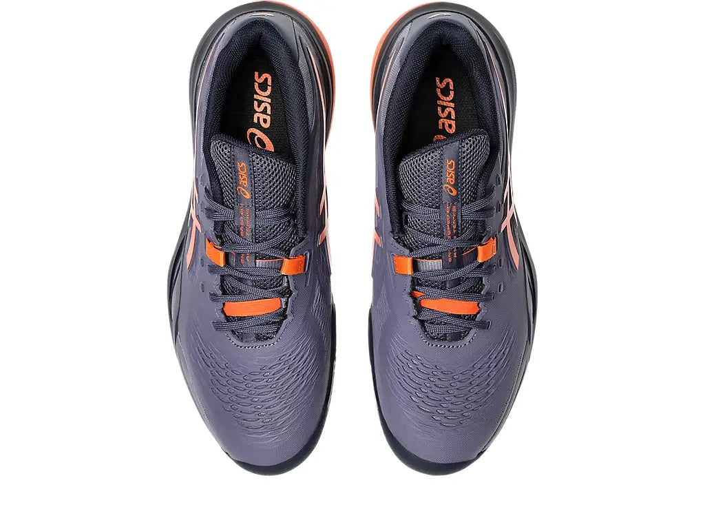 calzado padel asics gel-resolution x mujer gris con detalles naranja