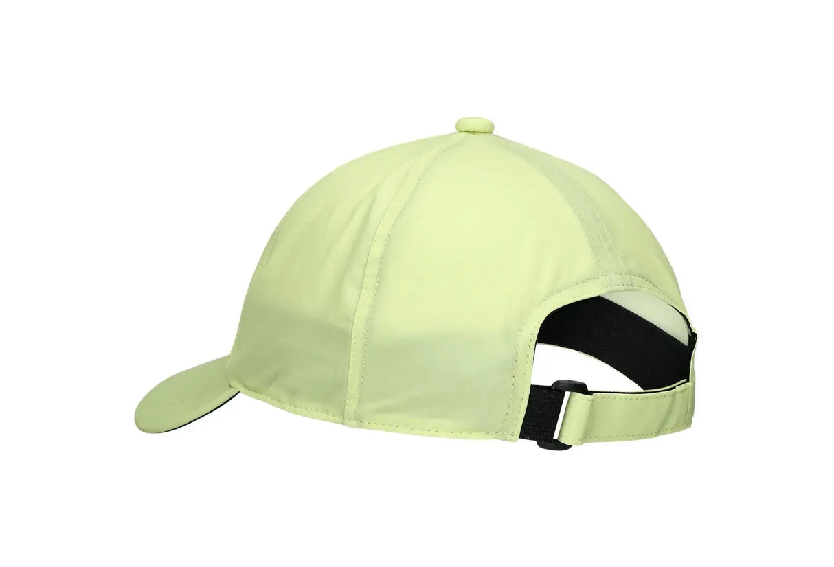 gorra asics training amarillo fosfo con logo negro y visera curva