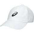 ALT: gorra asics training blanca con logo negro y visera curva para pádel