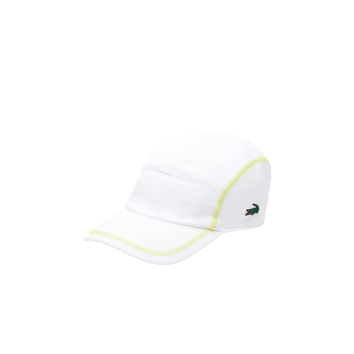 gorra lacoste blanca con detalles amarillos para tenis y pádel