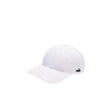 gorra blanca lacoste con visera curva y logo bordado verde para pádel