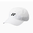 gorra yonex blanca con logo negro bordado y visera curva ajustable