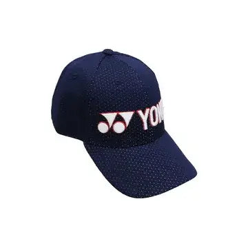 gorra yonex azul con visera curva y tejido respirable para deportes