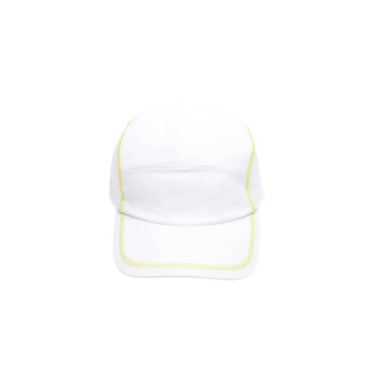 gorra unisex lacoste blanca transpirable con ribetes amarillos