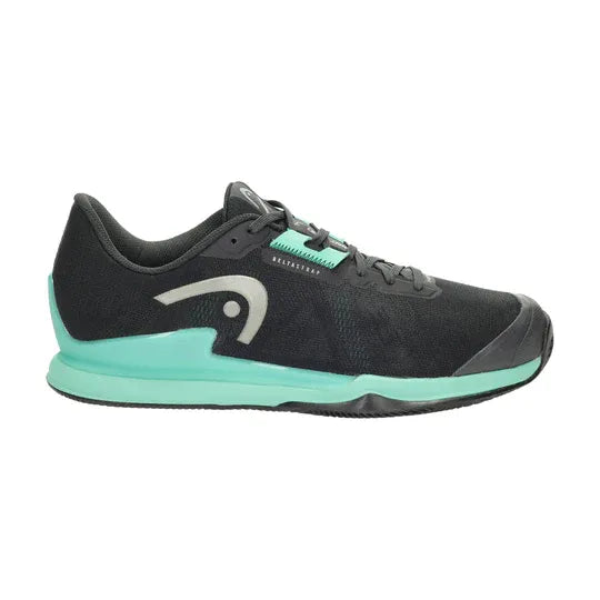 tenis head sprint pro 3.5 clay hombre negro con detalles teal para pádel