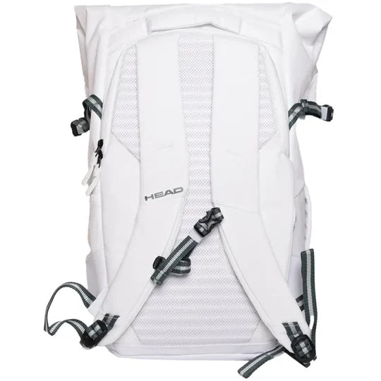 mochila head tour racqpack blanca con tecnología climate control cct+ para proteger raquetas tenis