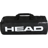 maleta de pádel head tour sport bag 50L negra con diseño cilíndrico y logo blanco