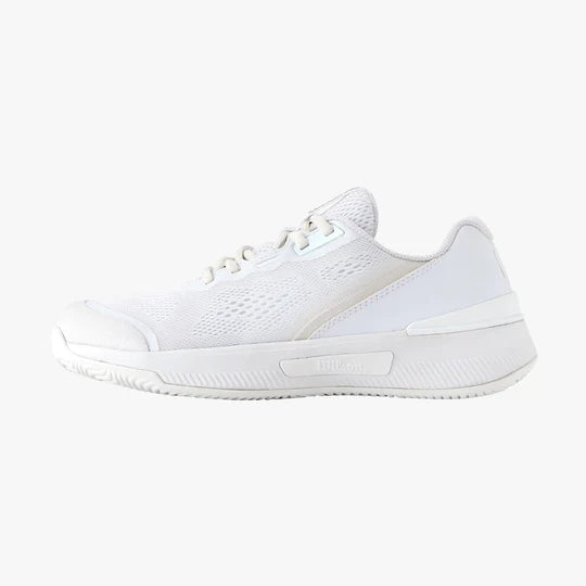 tenis mujer wilson intrigue pro white white silver con diseño limpio y moderno
