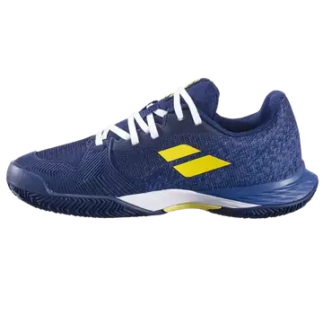  tenis babolat niño clay azul marino con detalles amarillos y alto rendimiento