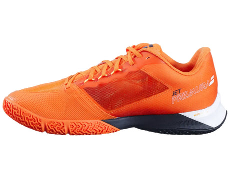 vista interior babolat jet premura 2 naranja con panel de malla técnica