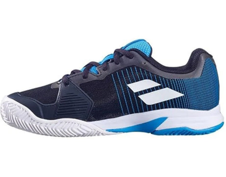 calzado babolat jet premura pádel hombre en negro con azul y ajuste técnico