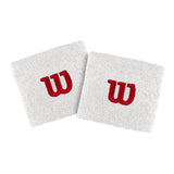 Muñequeras Wilson x2 Blancas con Logo Rojo para Pádel