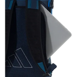 mochila adidas para pádel azul con compartimento principal amplio y bolsillos de malla