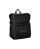 mochila pádel wilson negra pro staff con bolsillo frontal y logo visible