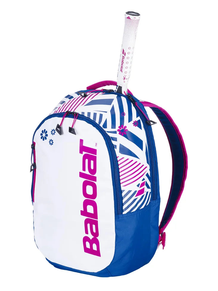 mochila infantil babolat kids tercera generación diseño azul rosa blanco