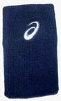 muñequera asics azul marino con logo blanco bordado para pádel
