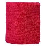 muñequera deportiva rosa asics con logo bordado en blanco