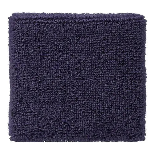 muñequeras deportivas asics en tono morado azul‑oscuro con logo blanco