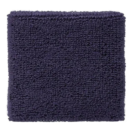 muñequeras deportivas asics en tono morado azul‑oscuro con logo blanco