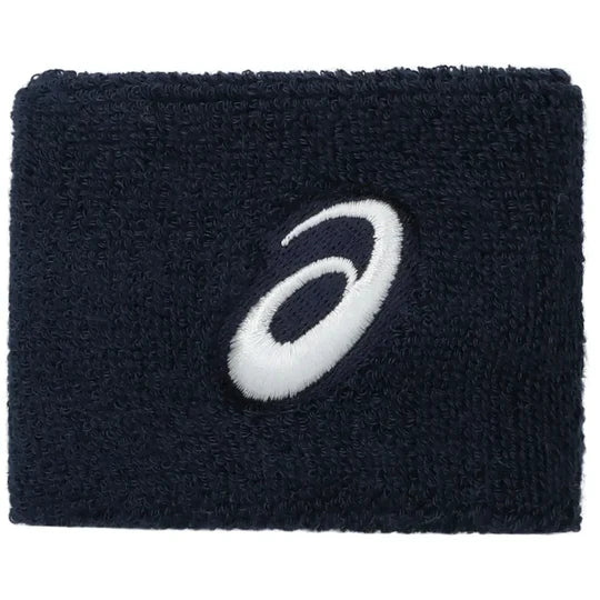muñequeras asics wrist band corto azul oscuro para pádel con alta absorción y ajuste ergonómico