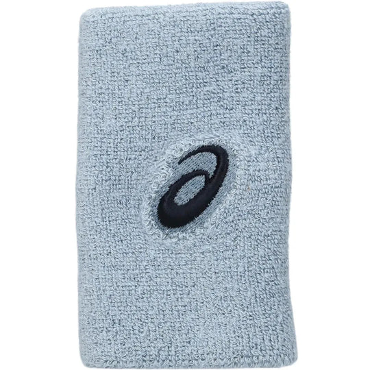 muñequeras asics wrist band long gris azul para pádel con alta absorción y ajuste ergonómico