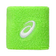 muñequeras asics wrist band corto verde neón para pádel con alta absorción de sudor y ajuste ergonómico