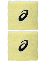 set de dos muñequeras asics amarillo claro con felpa suave y logo negro