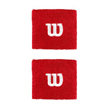 muñequeras Wilson rojas pack doble con logo bordado blanco