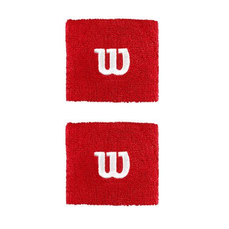 muñequeras Wilson rojas pack doble con logo bordado blanco