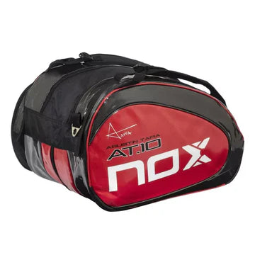 paletero nox at10 team negro con detalles rojos firmado por agustín tapia