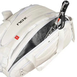 mochila nox pro series blanca con espacio ventilado para calzado
