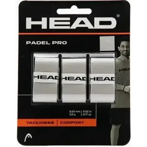 set de 3 overgrips head padel pro gris con agarre antideslizante