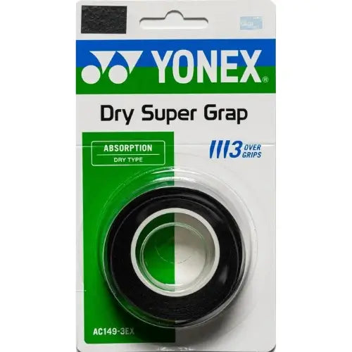 overgrips yonex dry super grap pack 3 negros para raqueta de padel
