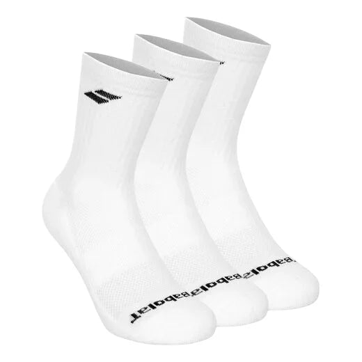 set de 3 calcetas deportivas babolat en blanco con soporte para arco plantar