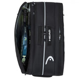 bolsa de padel head negra con compartimentos amplios y detalles en rosa