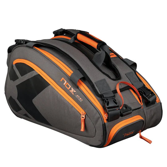 paletero nox at10 team gris naranja 2026 con bolsa laundry bag incluida para ropa de padel