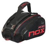 bolsa padel nox at10 team negro rojo con amplio espacio y diseño profesional