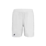 pantalón corto babolat blanco hombre con logotipo azul en la pierna