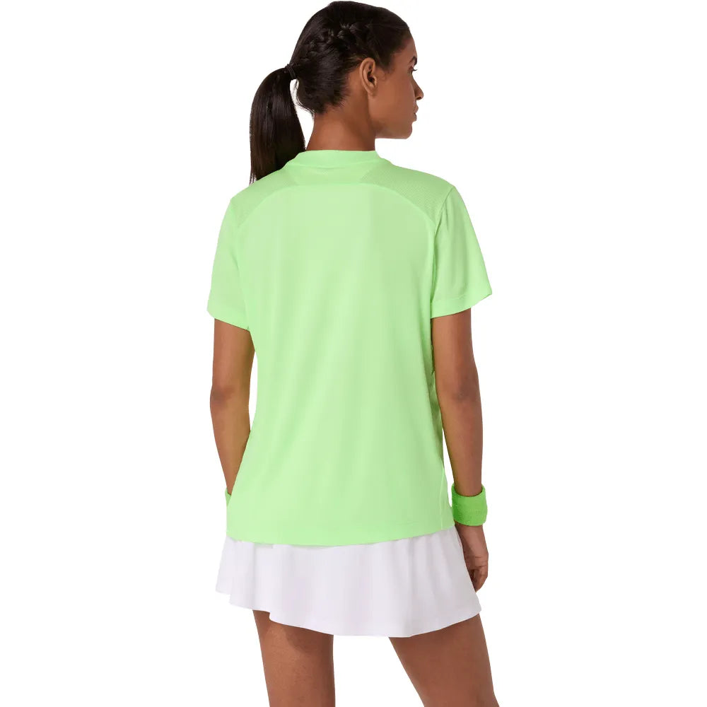 camiseta deportiva asics court ss top mujer verde illuminate green ideal para jugar tenis