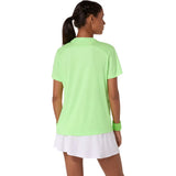 camiseta deportiva asics court ss top mujer verde illuminate green ideal para jugar tenis