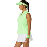 camiseta tenis asics court tank mujer verde illuminate con diseño sin mangas y malla trasera