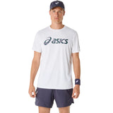 playera asics match seasonal graphic blanca con logo para pádel
