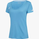 playera babolat mujer azul celeste manga corta ajuste cómodo