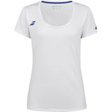 playera babolat blanca mujer deportiva cuello redondo manga corta