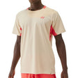 playera yonex beige con detalles rojos para pádel hombre