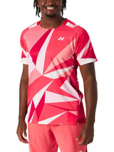 playera yonex estampado geométrico rojo ideal para juego de pádel