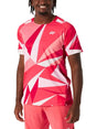 playera yonex estampado geométrico rojo ideal para juego de pádel